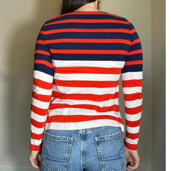 Boden Red White Blue Longsleeve Top Size 4 - Picture 2 of 6